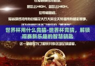 世界杯用什么竞猜-世界杯竞猜，解锁观赛新乐趣的智慧钥匙