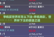 手机买世界杯怎么下注-手机购彩，世界杯下注的便捷之道