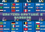 世界杯下注规则-世界杯下注规则，理性与激情的平衡