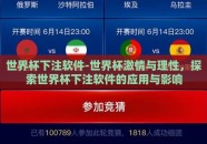 世界杯下注软件-世界杯激情与理性，探索世界杯下注软件的应用与影响