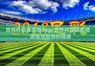 世界杯足球竞猜app-世界杯足球竞猜，激情与智慧的碰撞