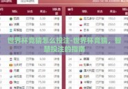 世界杯竞猜怎么投注-世界杯竞猜，智慧投注的指南