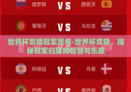 世界杯竞猜冠军是谁-世界杯竞猜，揭秘冠军归属的智慧与乐趣