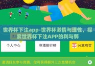 世界杯下注app-世界杯激情与理性，探索世界杯下注APP的利与弊