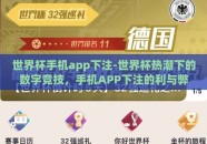 世界杯手机app下注-世界杯热潮下的数字竞技，手机APP下注的利与弊