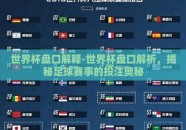 世界杯盘口解释-世界杯盘口解析，揭秘足球赛事的投注奥秘