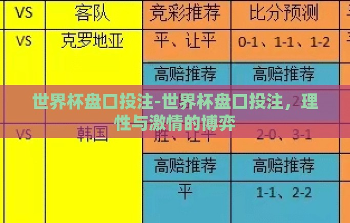 世界杯盘口投注-世界杯盘口投注，理性与激情的博弈