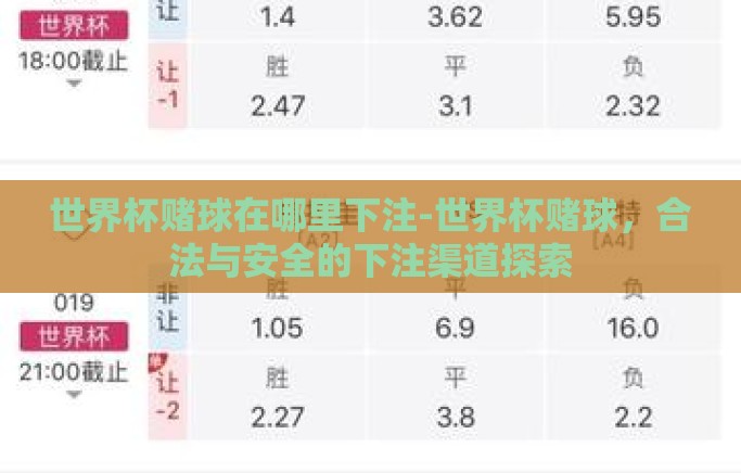 世界杯赌球在哪里下注-世界杯赌球，合法与安全的下注渠道探索