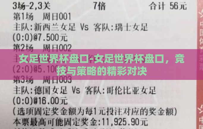 女足世界杯盘口-女足世界杯盘口，竞技与策略的精彩对决