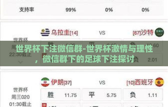 世界杯下注微信群-世界杯激情与理性,微信群下的足球下注探讨 世界杯下注微信群-世界杯激情与理性,微信群下的足球下注探讨