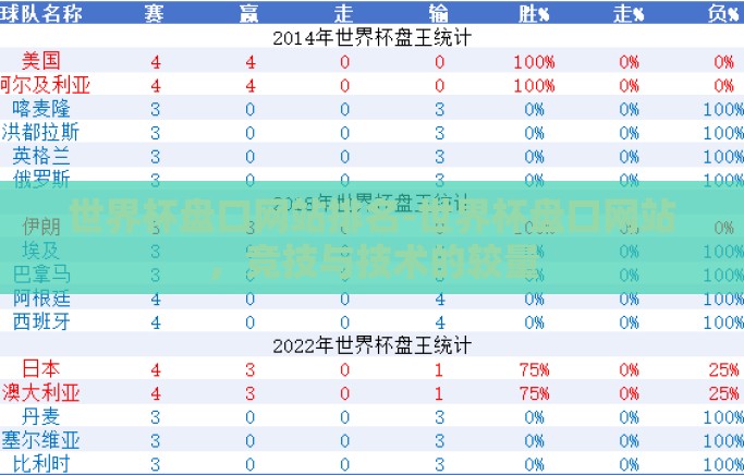 世界杯盘口网站排名-世界杯盘口网站，竞技与技术的较量