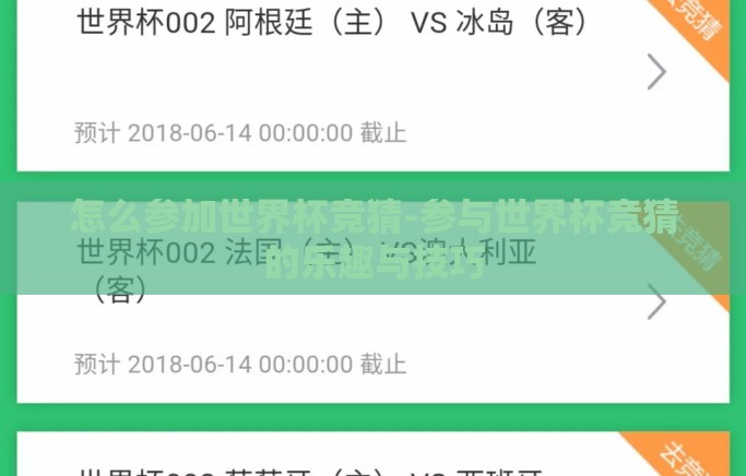 怎么参加世界杯竞猜-参与世界杯竞猜的乐趣与技巧