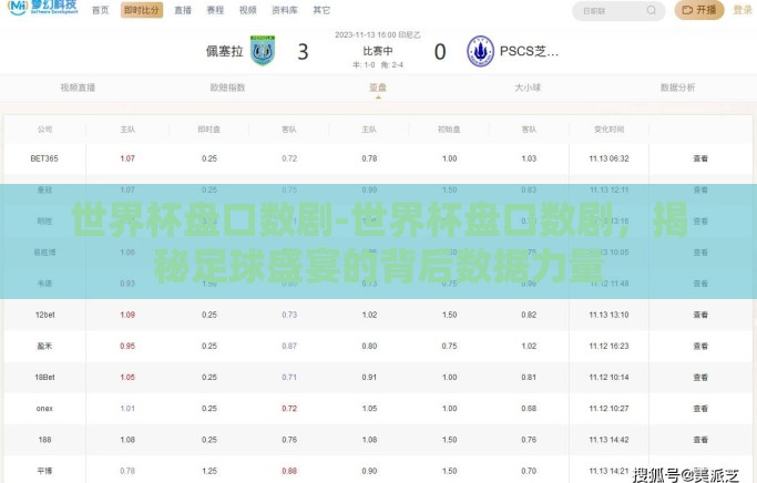 世界杯盘口数剧-世界杯盘口数剧，揭秘足球盛宴的背后数据力量