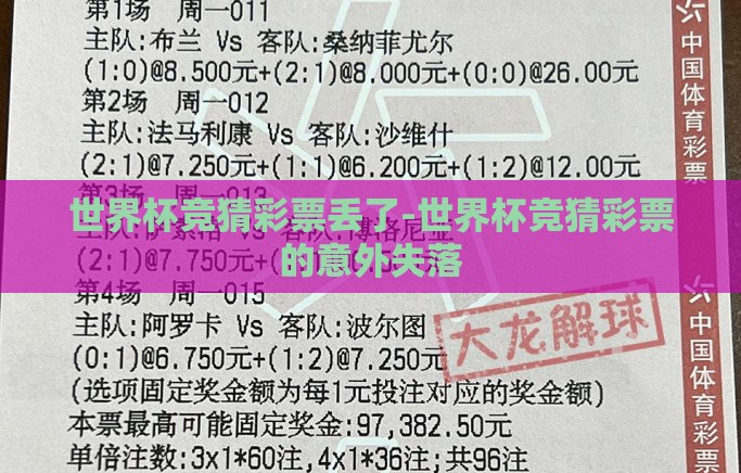 世界杯竞猜彩票丢了-世界杯竞猜彩票的意外失落