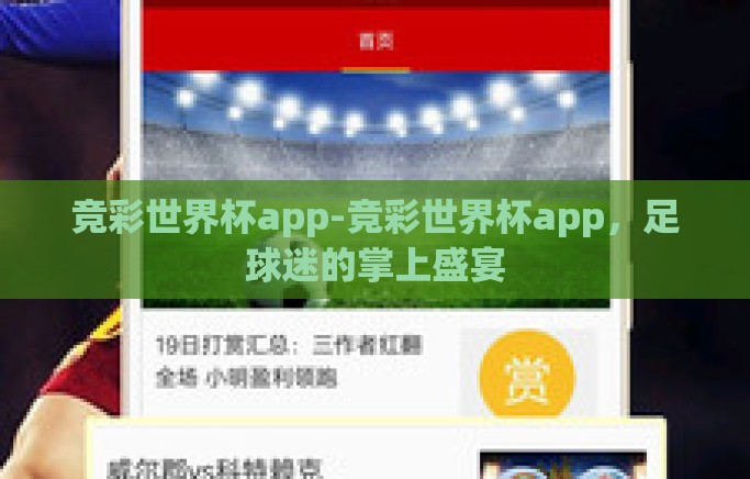 竞彩世界杯app-竞彩世界杯app，足球迷的掌上盛宴