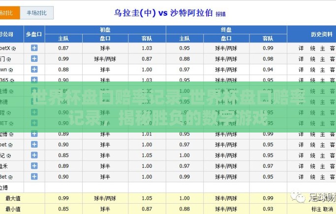 世界杯盘口赔率记录-世界杯盘口赔率记录，揭秘胜负的数字游戏