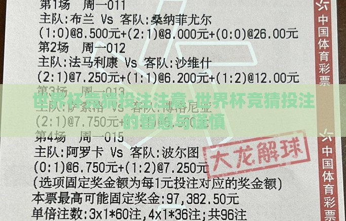 世界杯竞猜投注注意-世界杯竞猜投注的智慧与谨慎