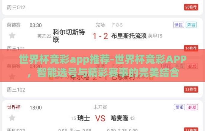 世界杯竞彩app推荐-世界杯竞彩APP，智能选号与精彩赛事的完美结合
